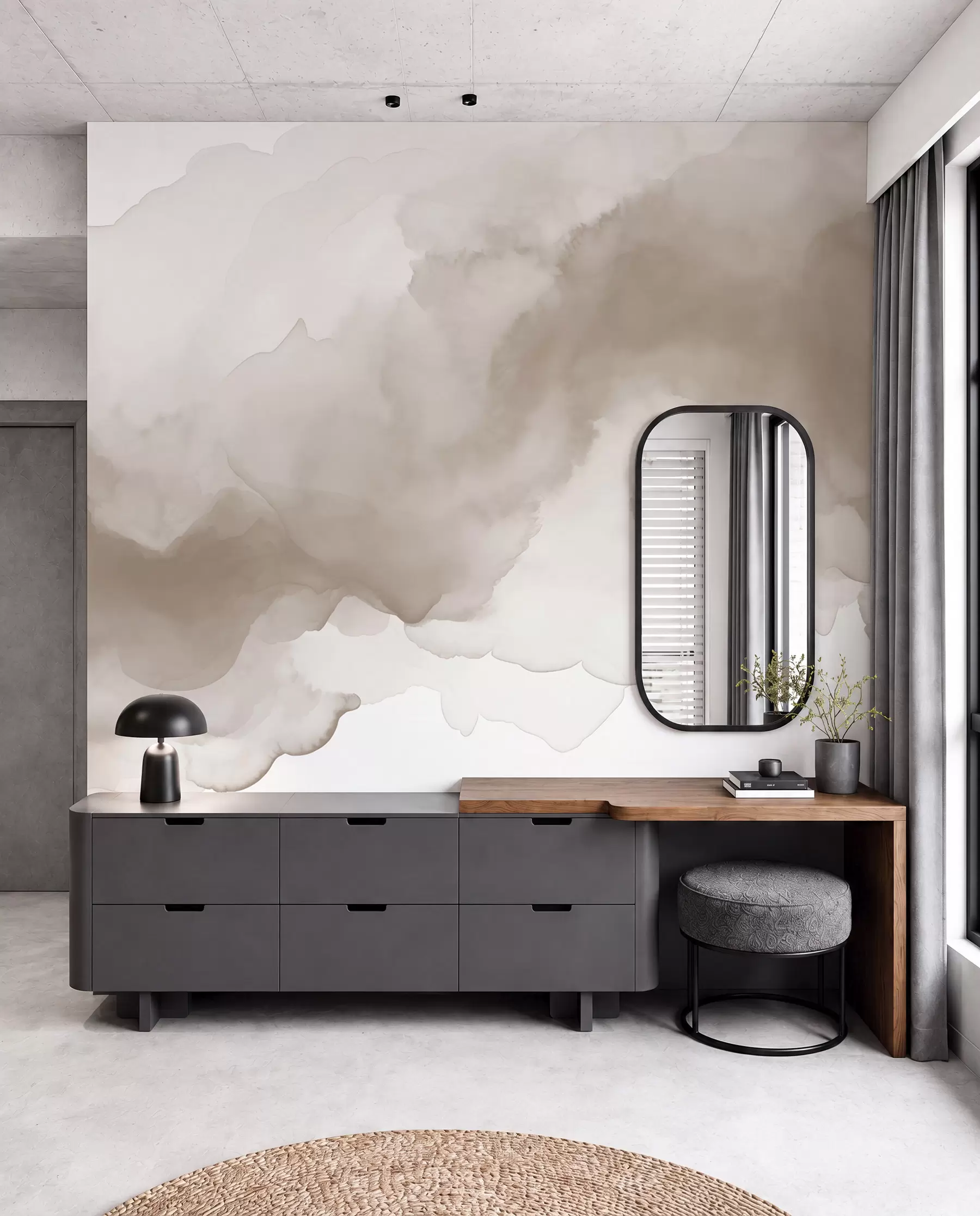 murais de parede Aguarela fluida em taupe w02114v1