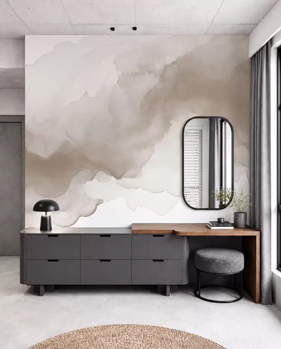 murais de parede Aguarela fluida em taupe w02114v1
