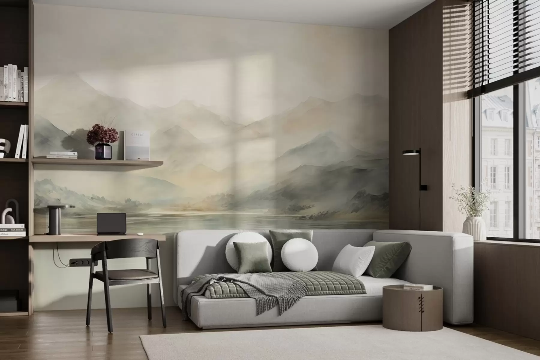 murais de parede Paisagem de montanha em aguarela pintada w02115