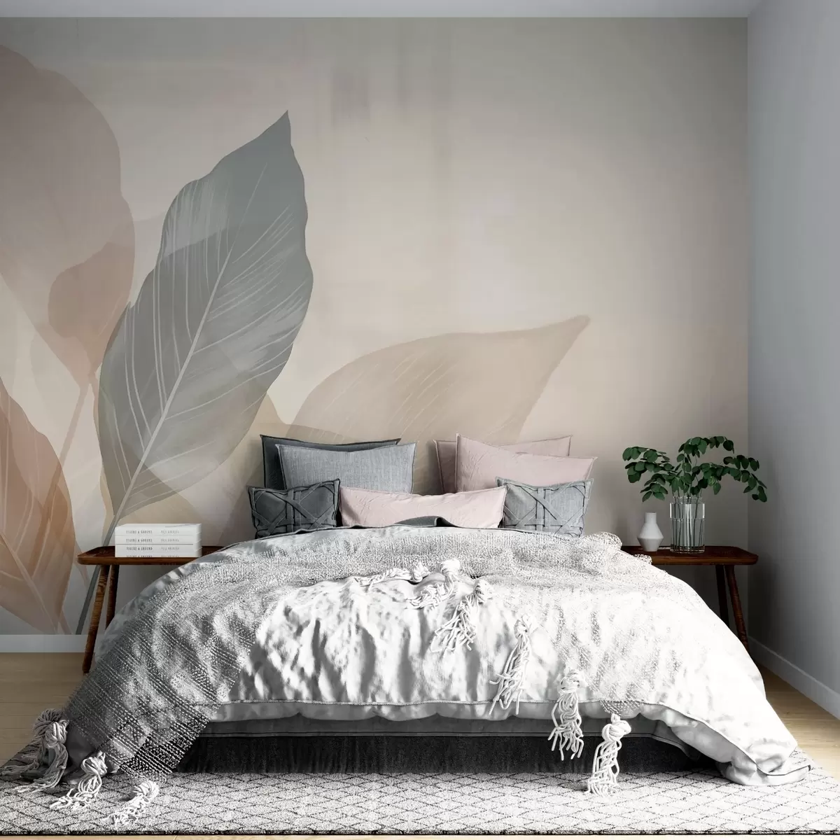 murais de parede Folhas retro w02190