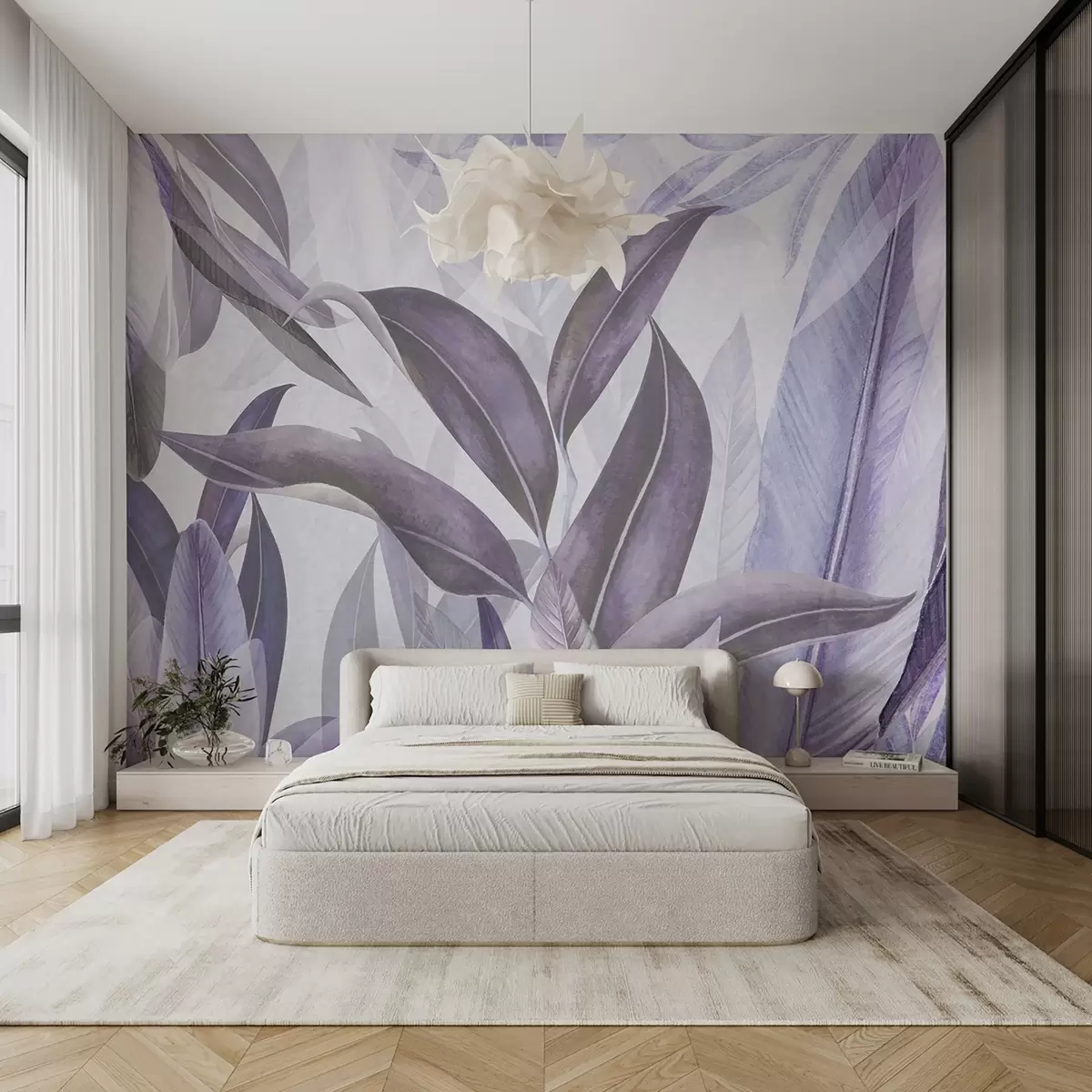 murais de parede Folhas elegantes em tons suaves u94302v2