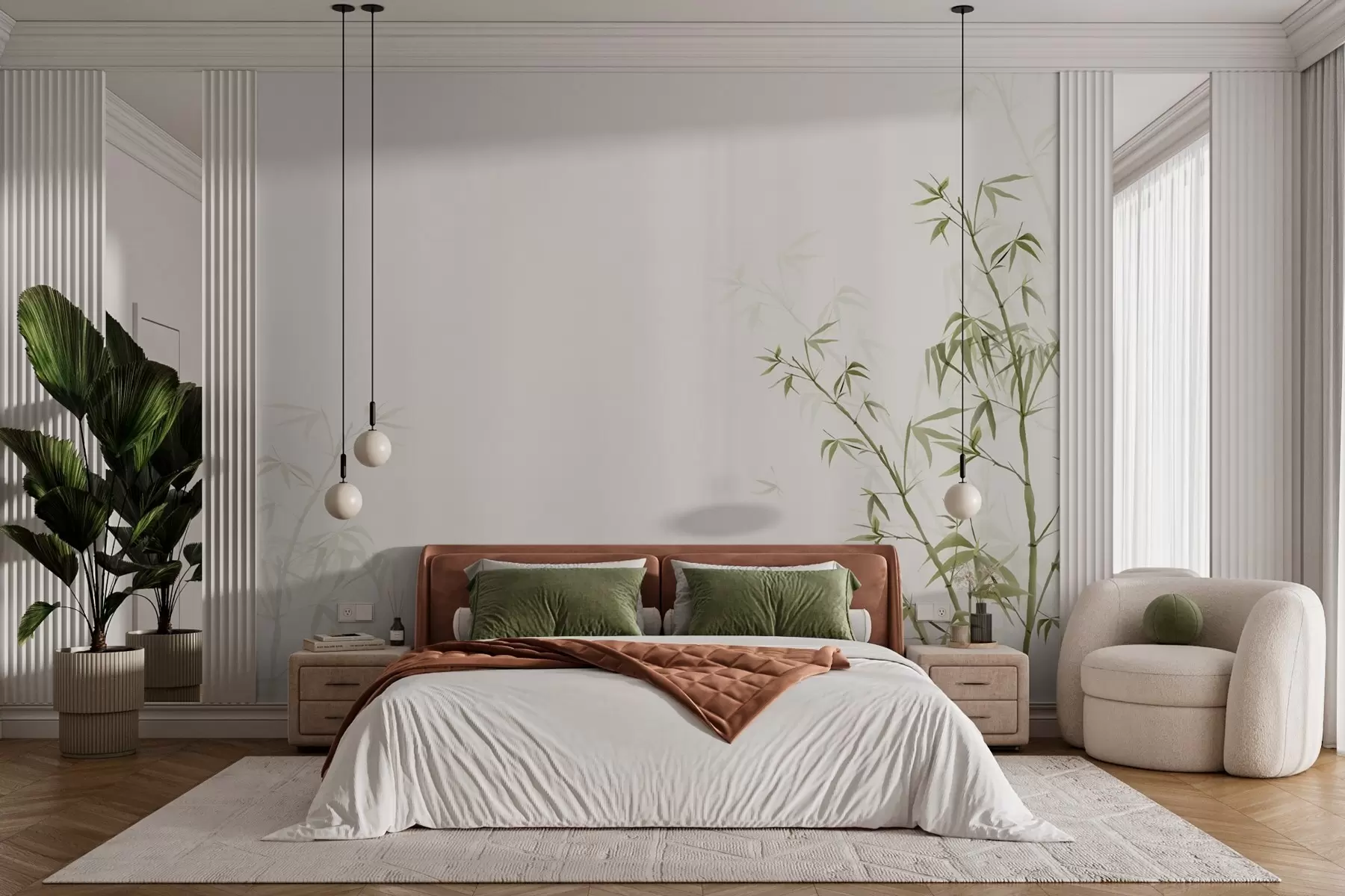 murais de parede Folhas suaves que se aquecem em serenidade w00546