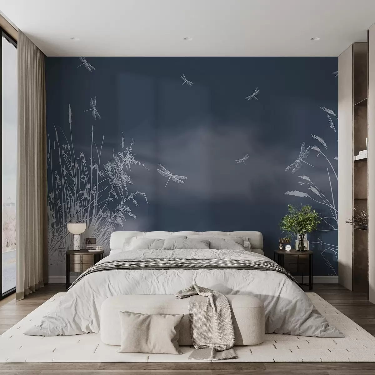 murais de parede Noite de sonho com libélulas a dançar w00558v3