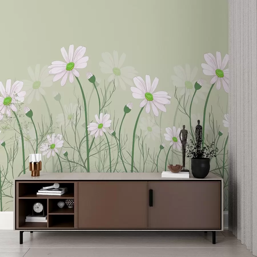 murais de parede Flores delicadas a dançar ao sabor da brisa w00802v2