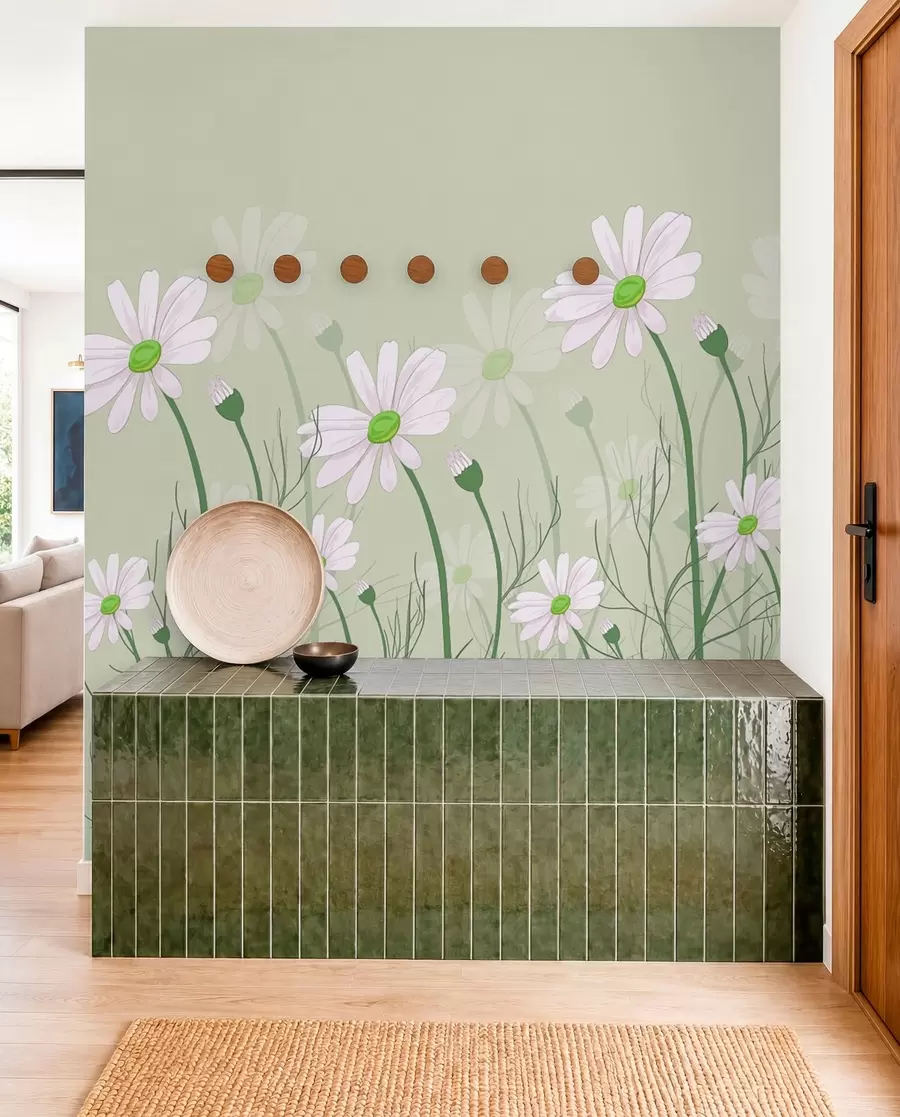 murais de parede Flores delicadas a dançar ao sabor da brisa w00802v2