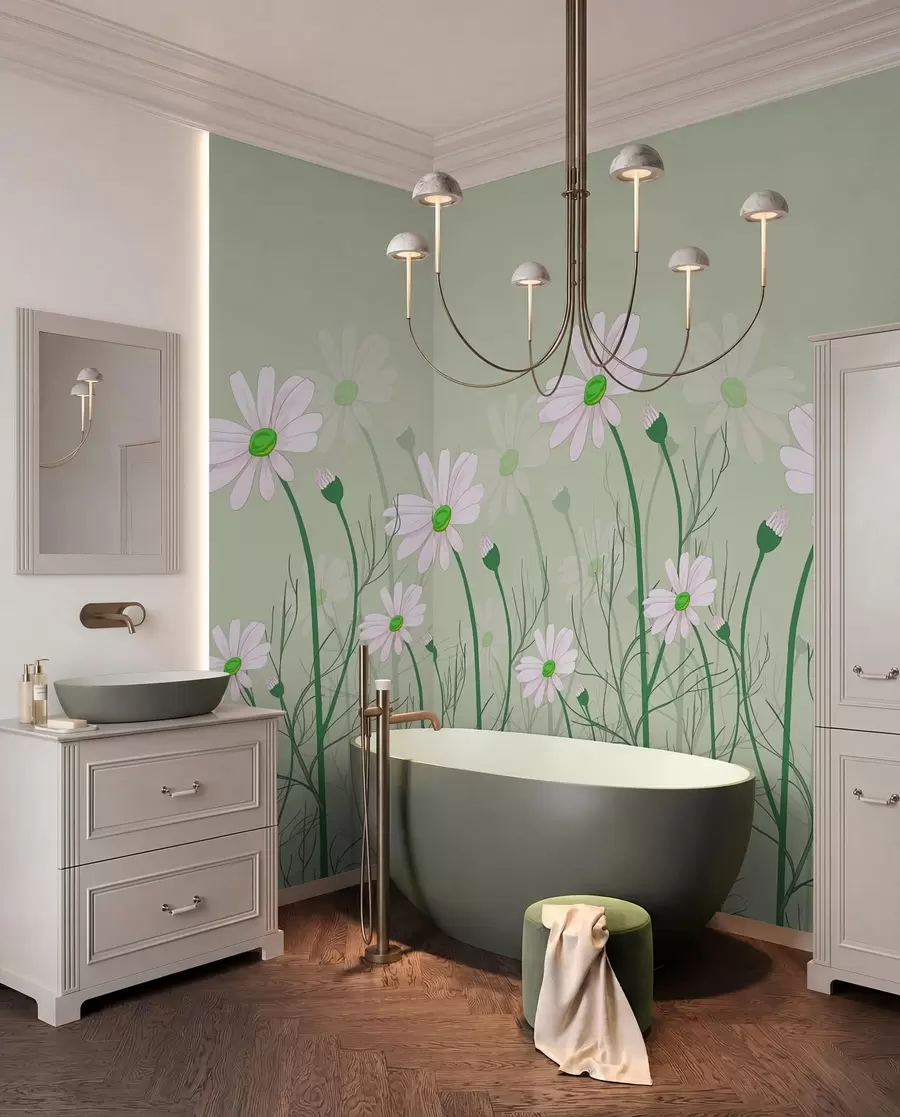 murais de parede Flores delicadas a dançar ao sabor da brisa w00802v2
