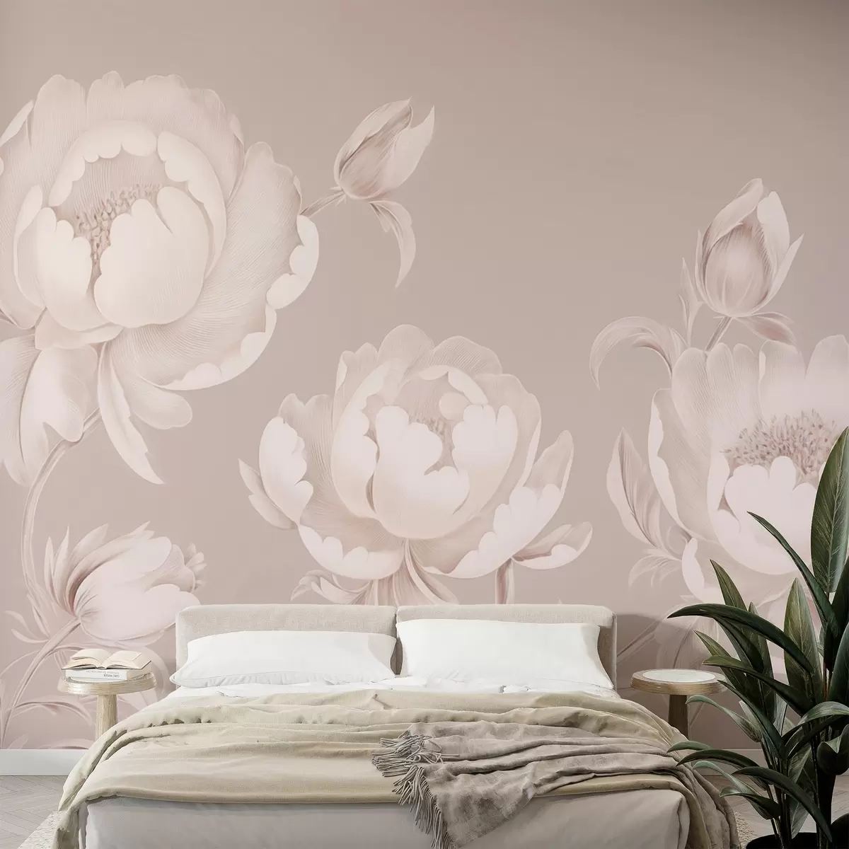 murais de parede Peónias pastel em cores suaves w02211