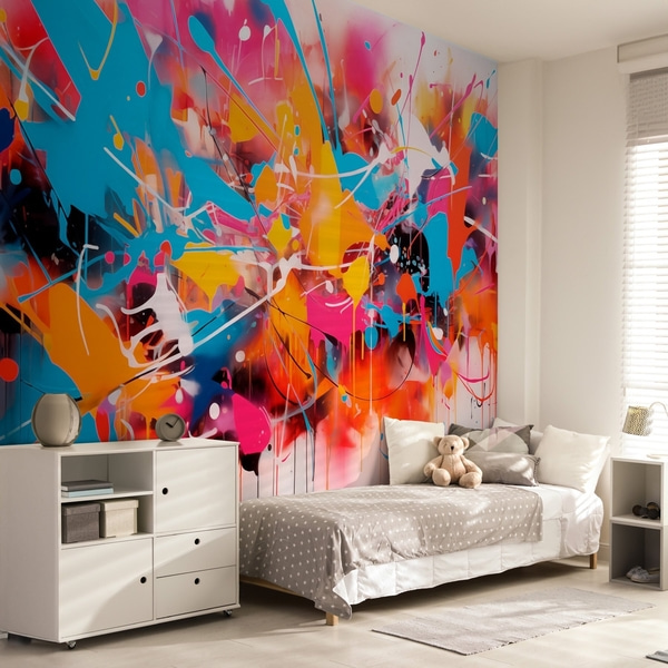 Papéis de parede Salpicos abstractos de cores vivas, Papel de parede de Laje, w02219 : Uwalls.pt