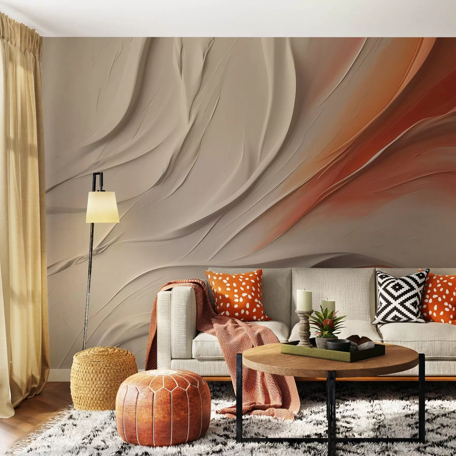 murais de parede Fundo abstrato, bege, vermelho, cor de laranja w02231