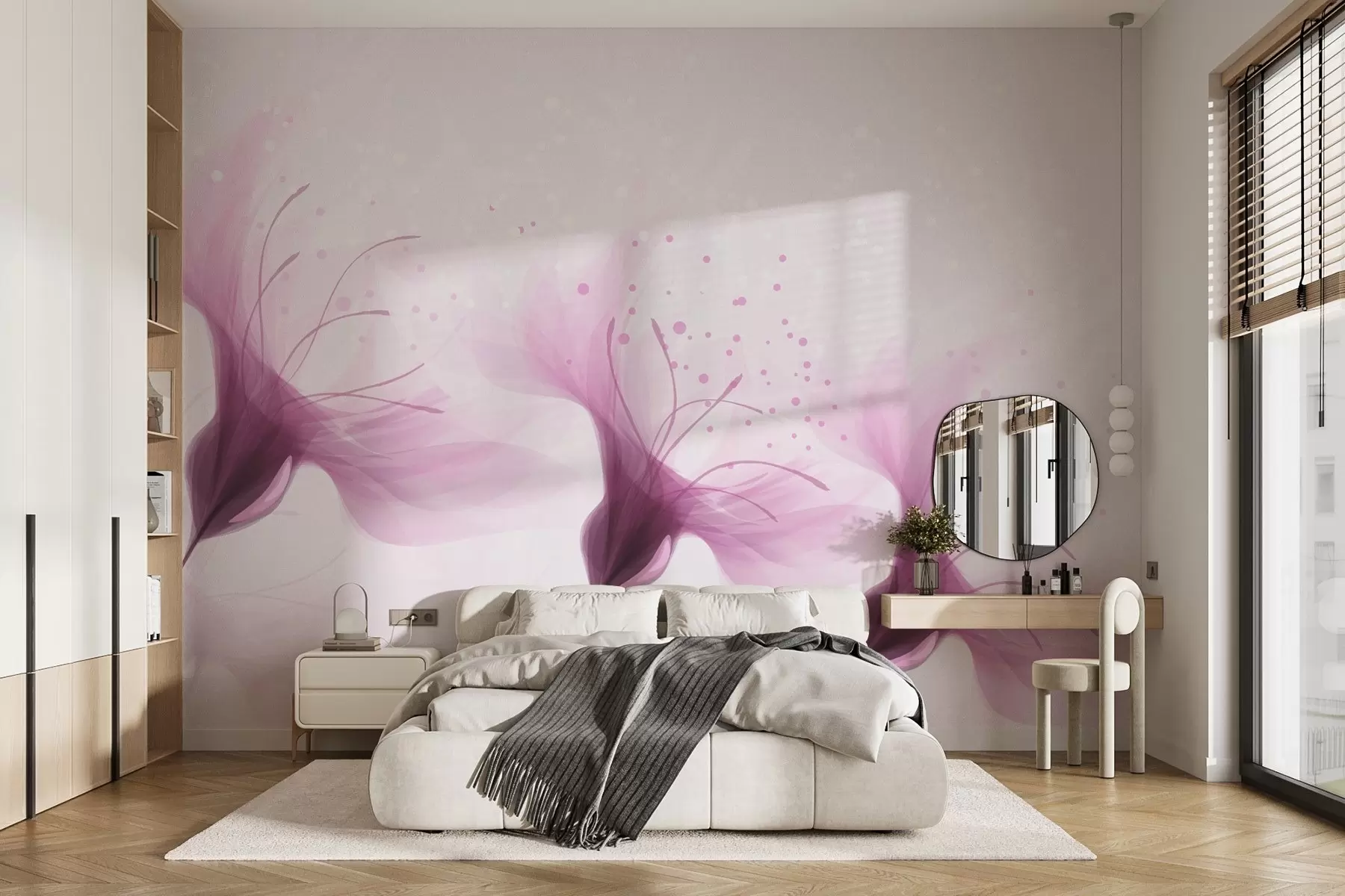 murais de parede Grandes flores cor-de-rosa w02279