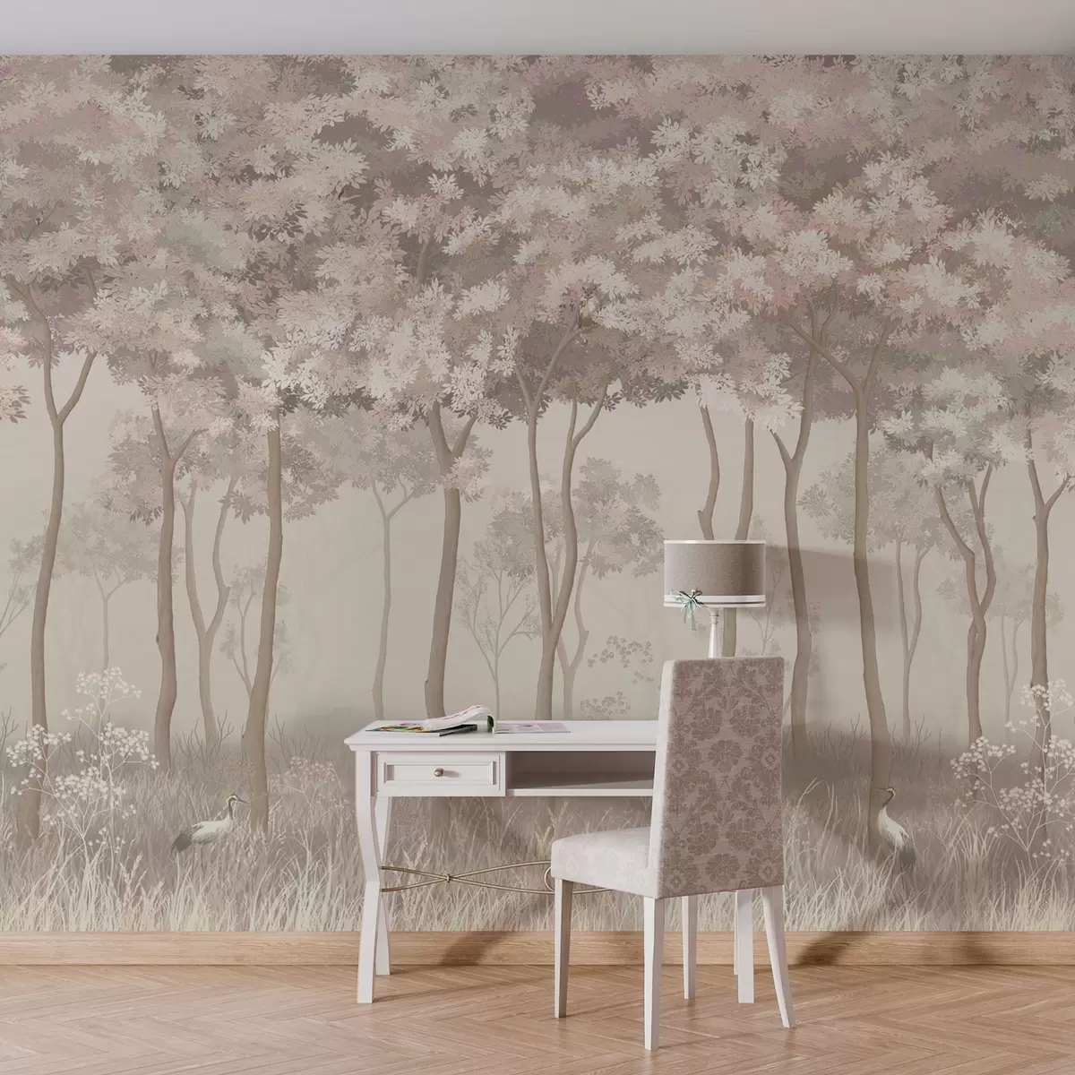 murais de parede Floresta mágica em tons pastel w02270