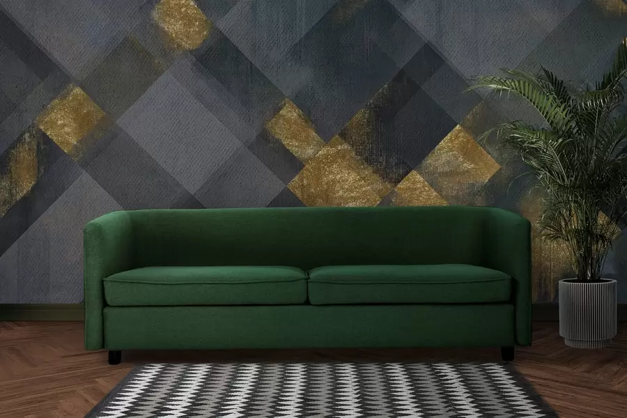 murais de parede geometria moderna num estilo luxuoso com uma tonalidade azul w02340