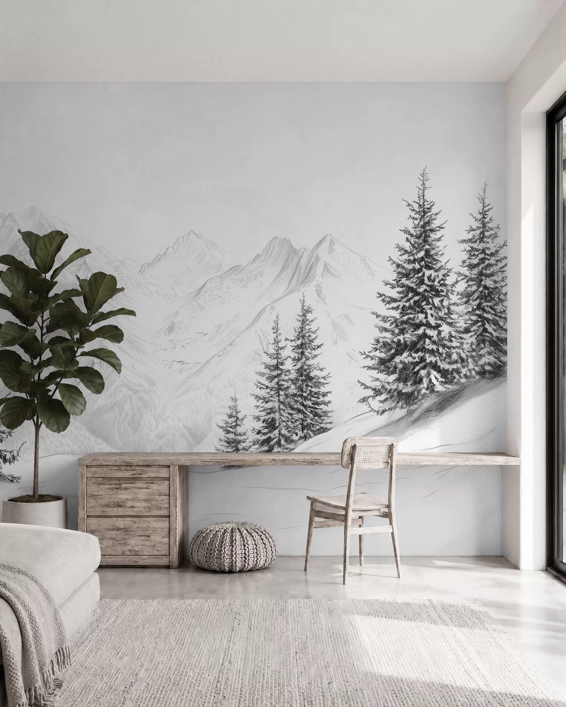 murais de parede Inverno a lápis w02351