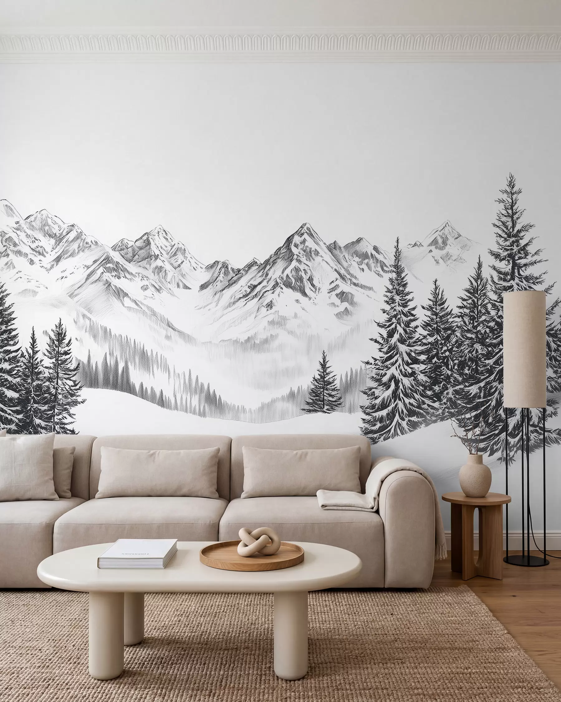 murais de parede Esboço de inverno alpino w02352