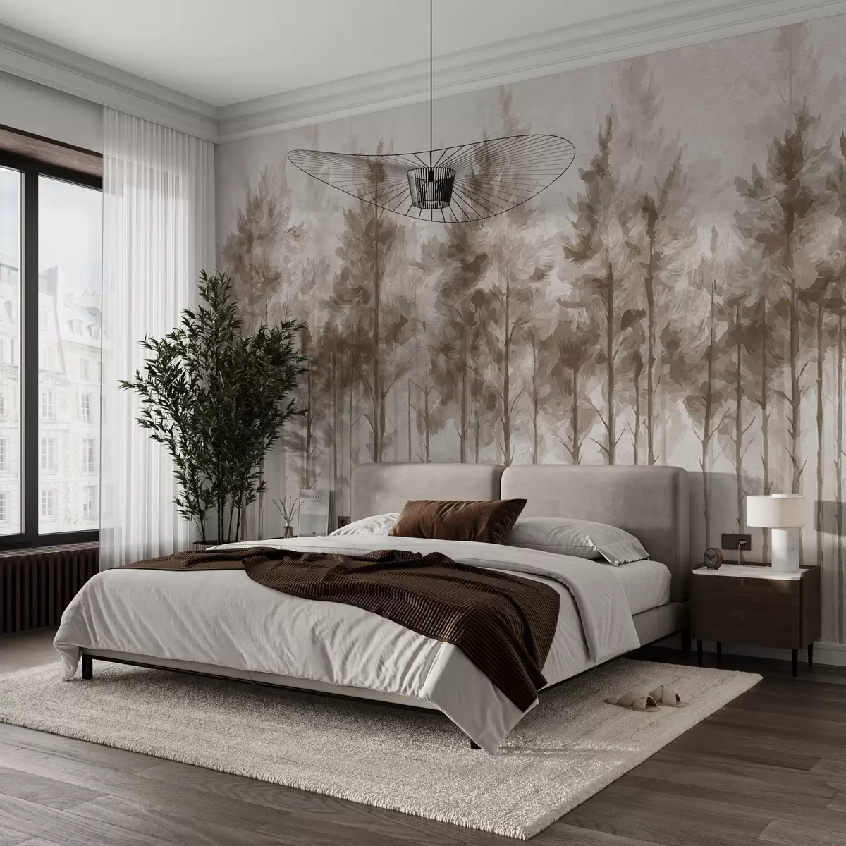 murais de parede Floresta abstrata pintada na parede w02005v1