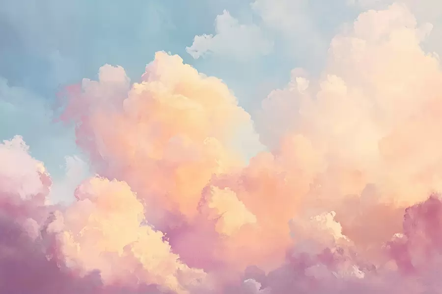 murais de parede Céu suave com tons azul-rosa w08455