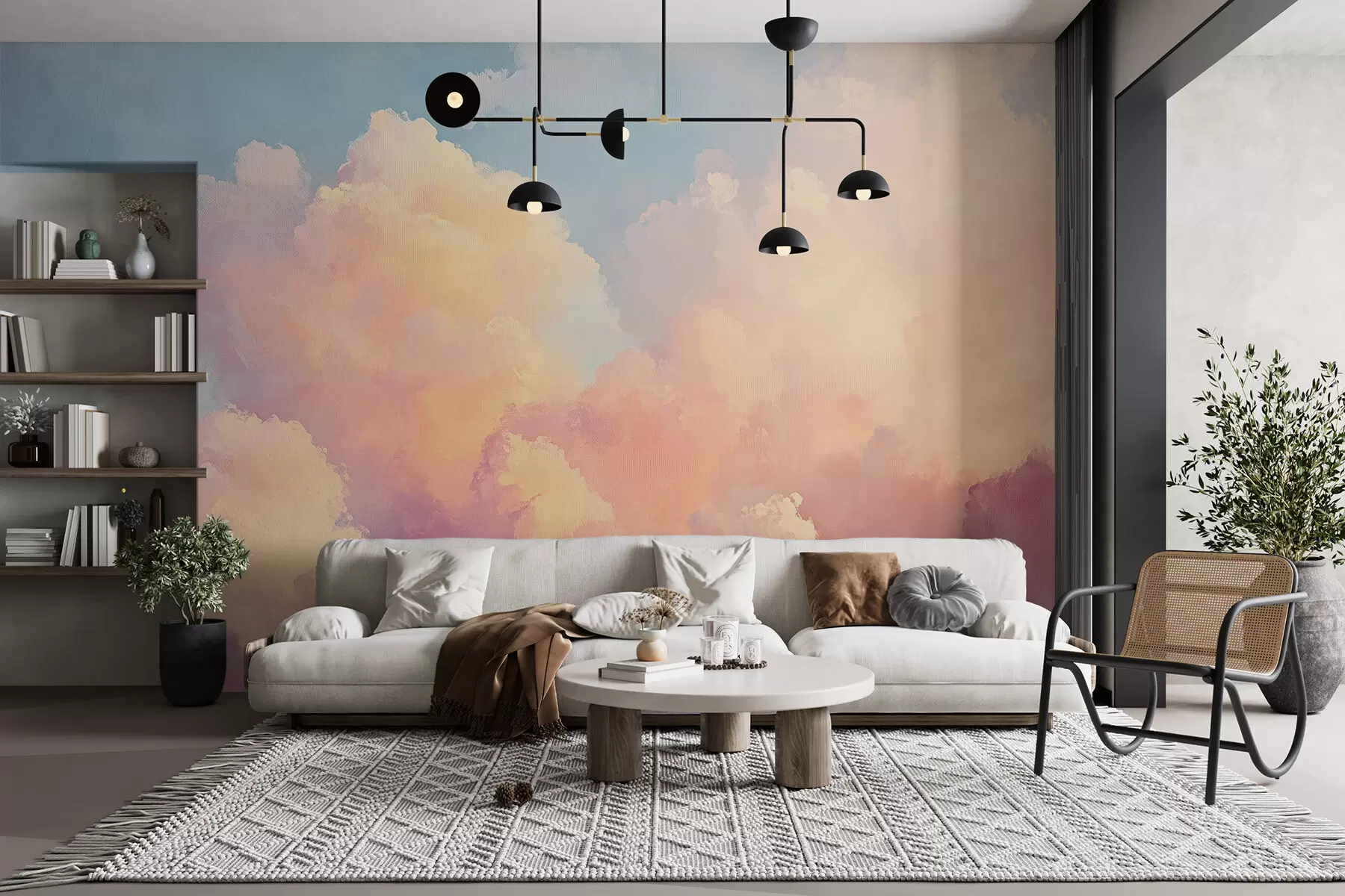 murais de parede Céu suave com tons azul-rosa w08455