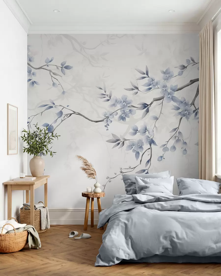 murais de parede Ramos modernos com flores e folhas w02449