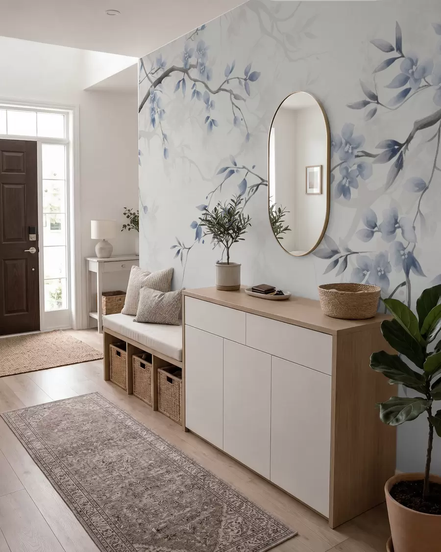 murais de parede Ramos modernos com flores e folhas w02449