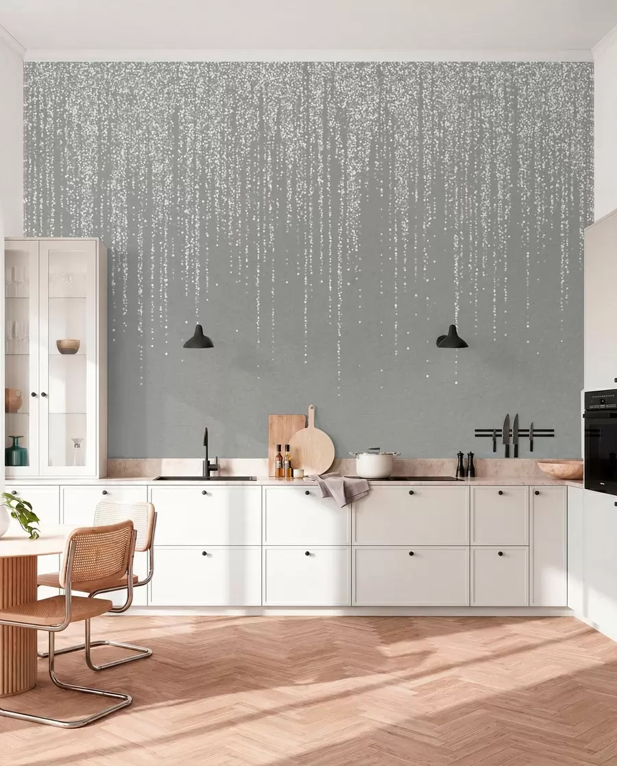 murais de parede Chuva de contas sobre cinza w08470v1