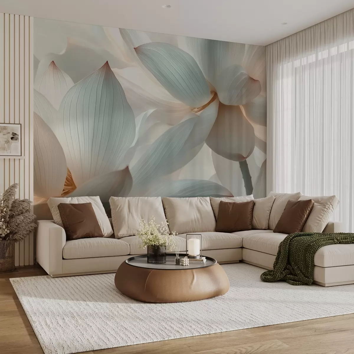 murais de parede Composição elegante de delicadas flores de lótus w08491