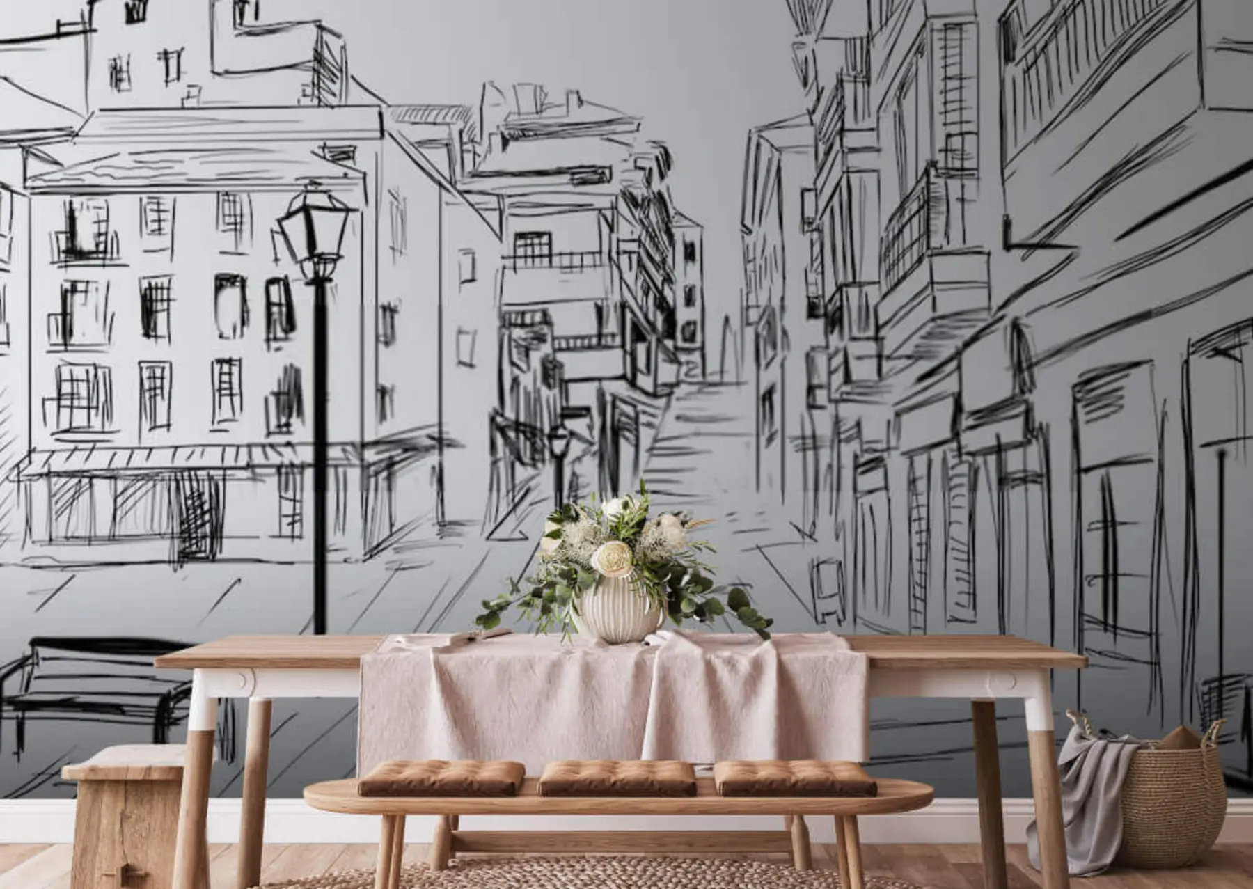 murais de parede Edifício, infraestrutura preta e u51061