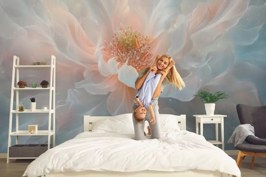 murais de parede uma pintura etérea e sonhadora de uma flor grande e delicada em tons pastel suaves w02545