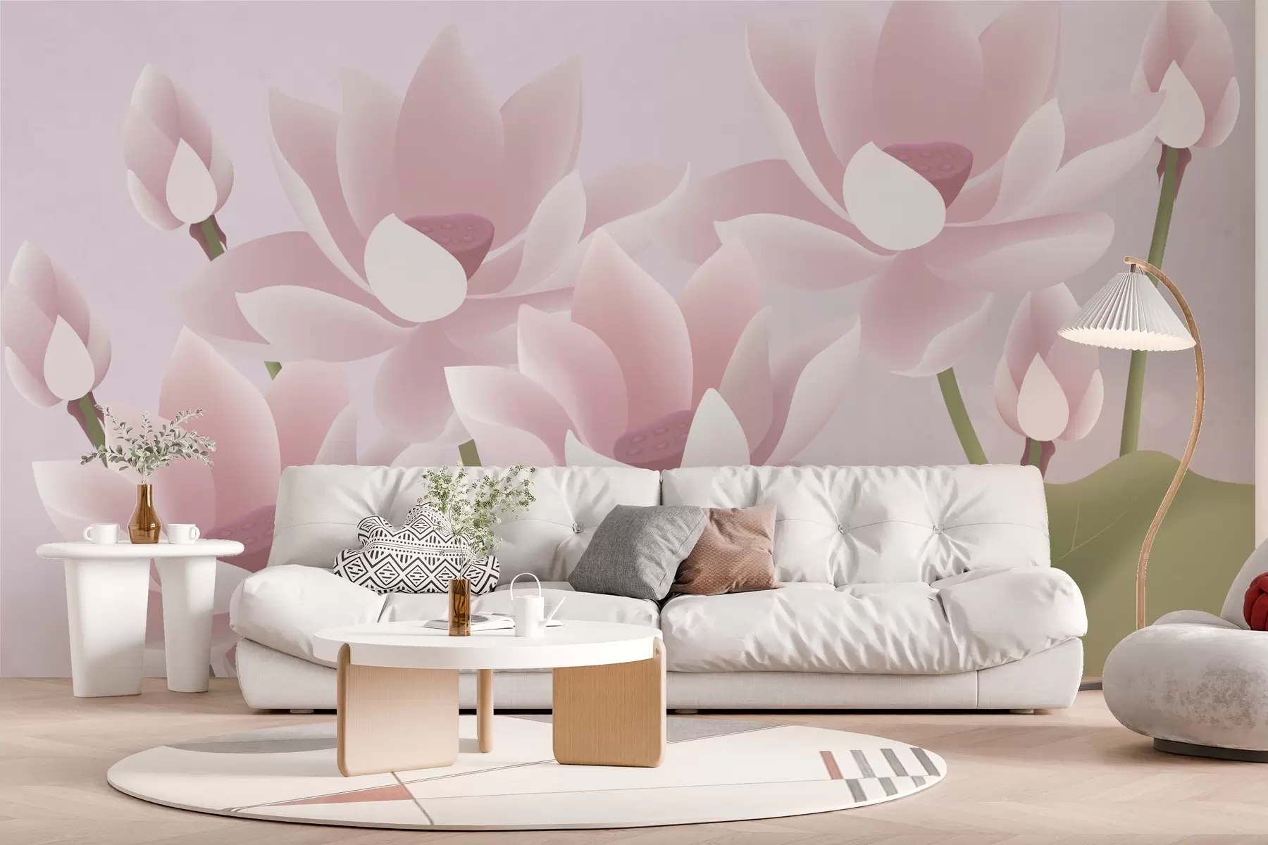 murais de parede lótus grandes cor-de-rosa w02563