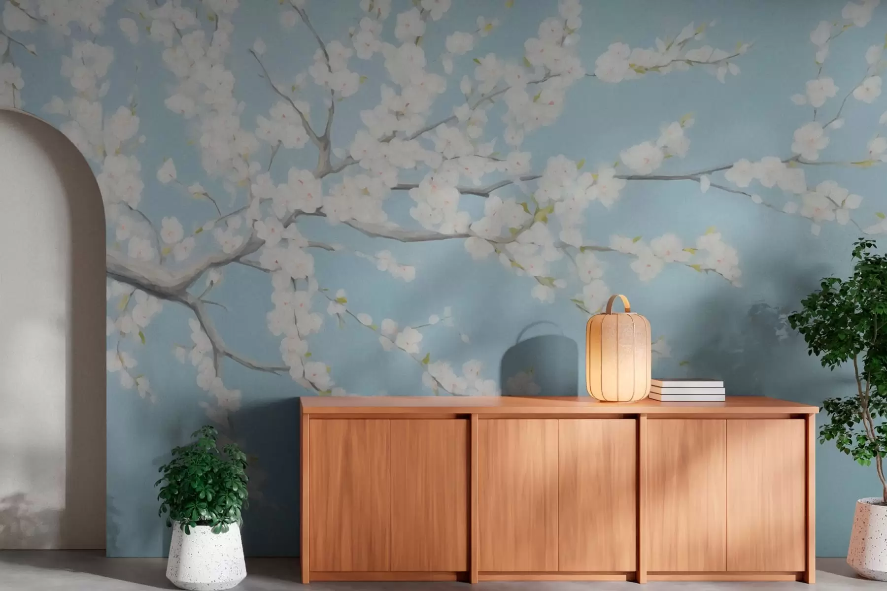 murais de parede Ramo de cerejeira em flor da primavera w08543