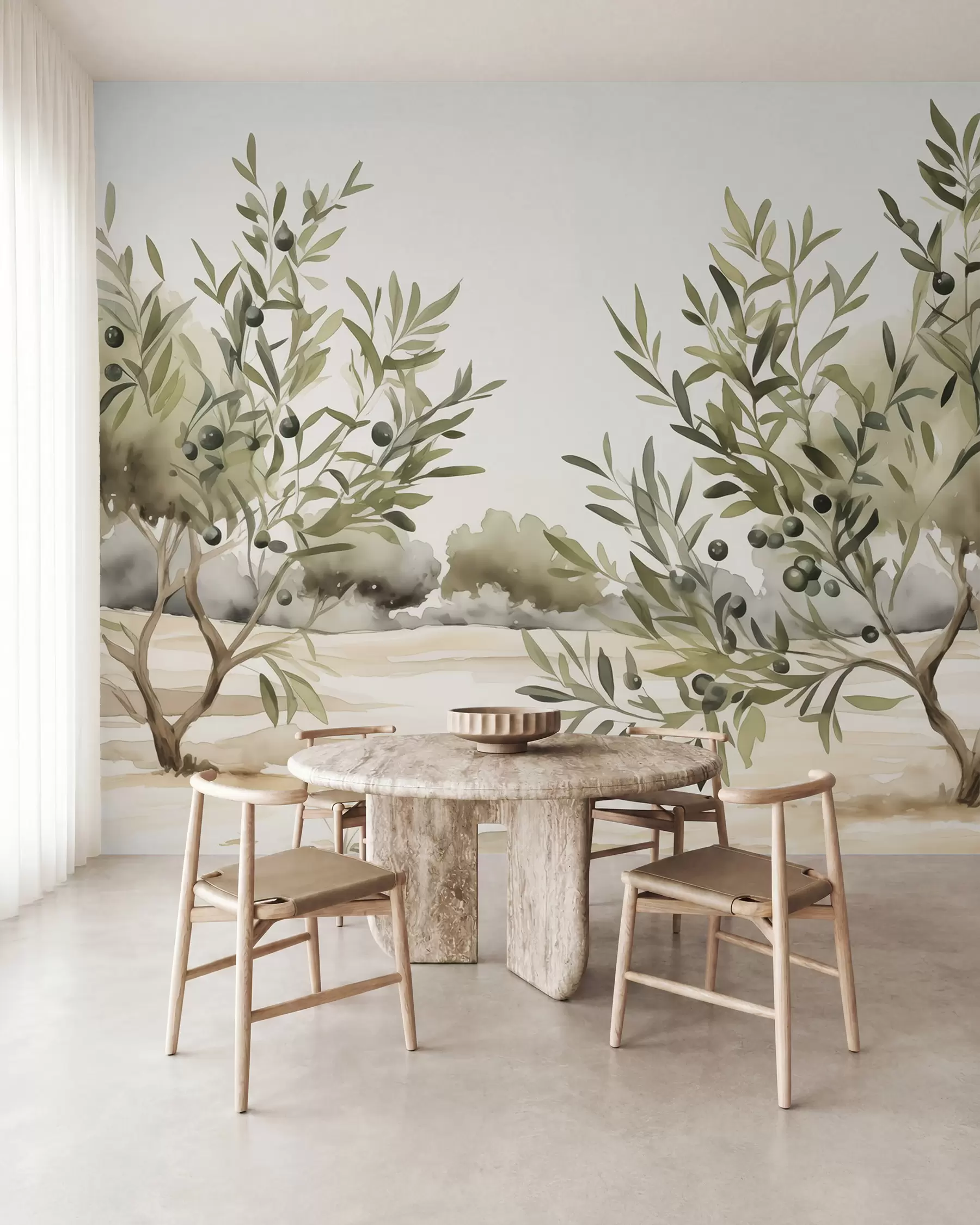murais de parede Aguarela de imitação abstrata de oliveiras w02583
