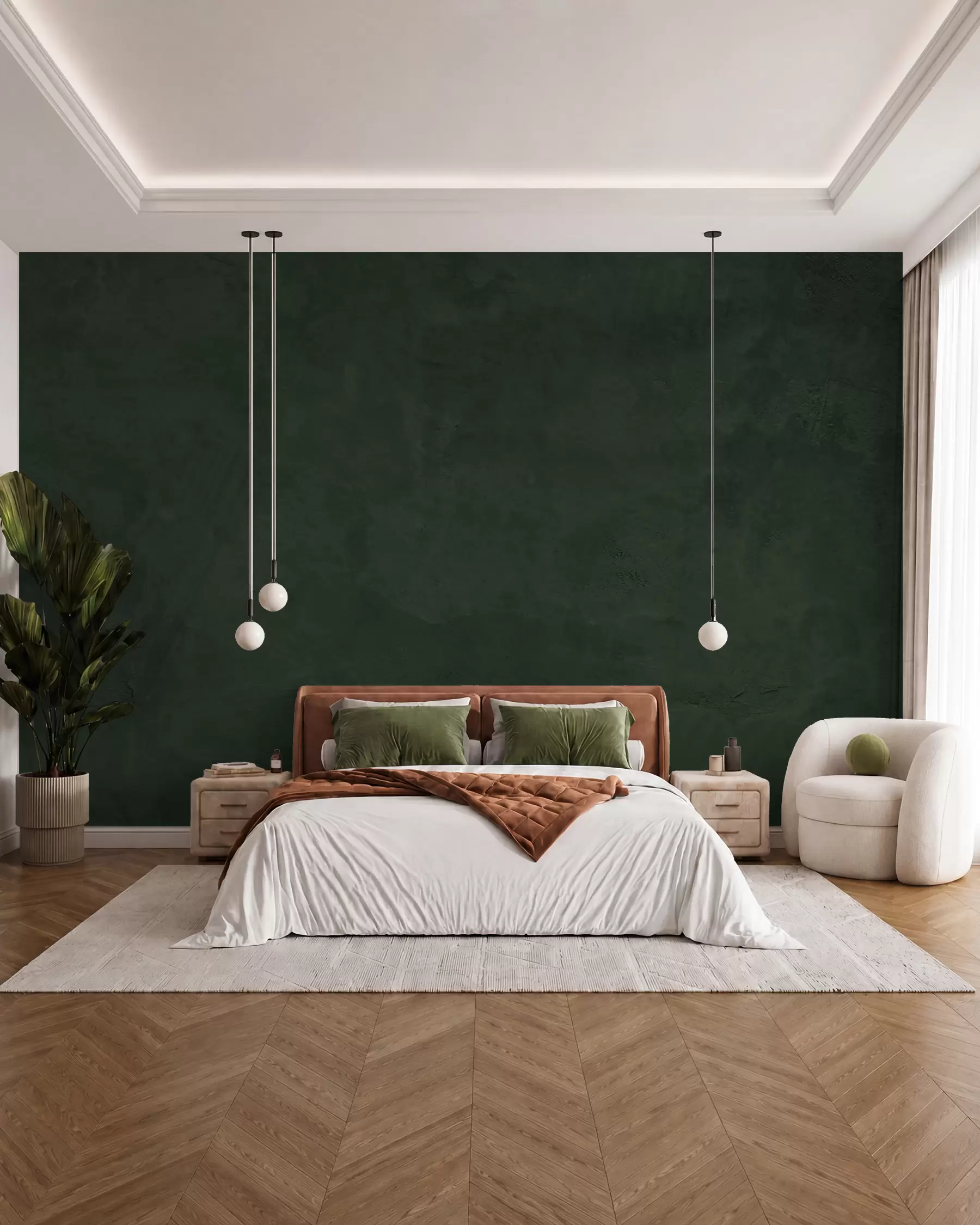 murais de parede Fundo verde com efeito de parede de betão w02553v1