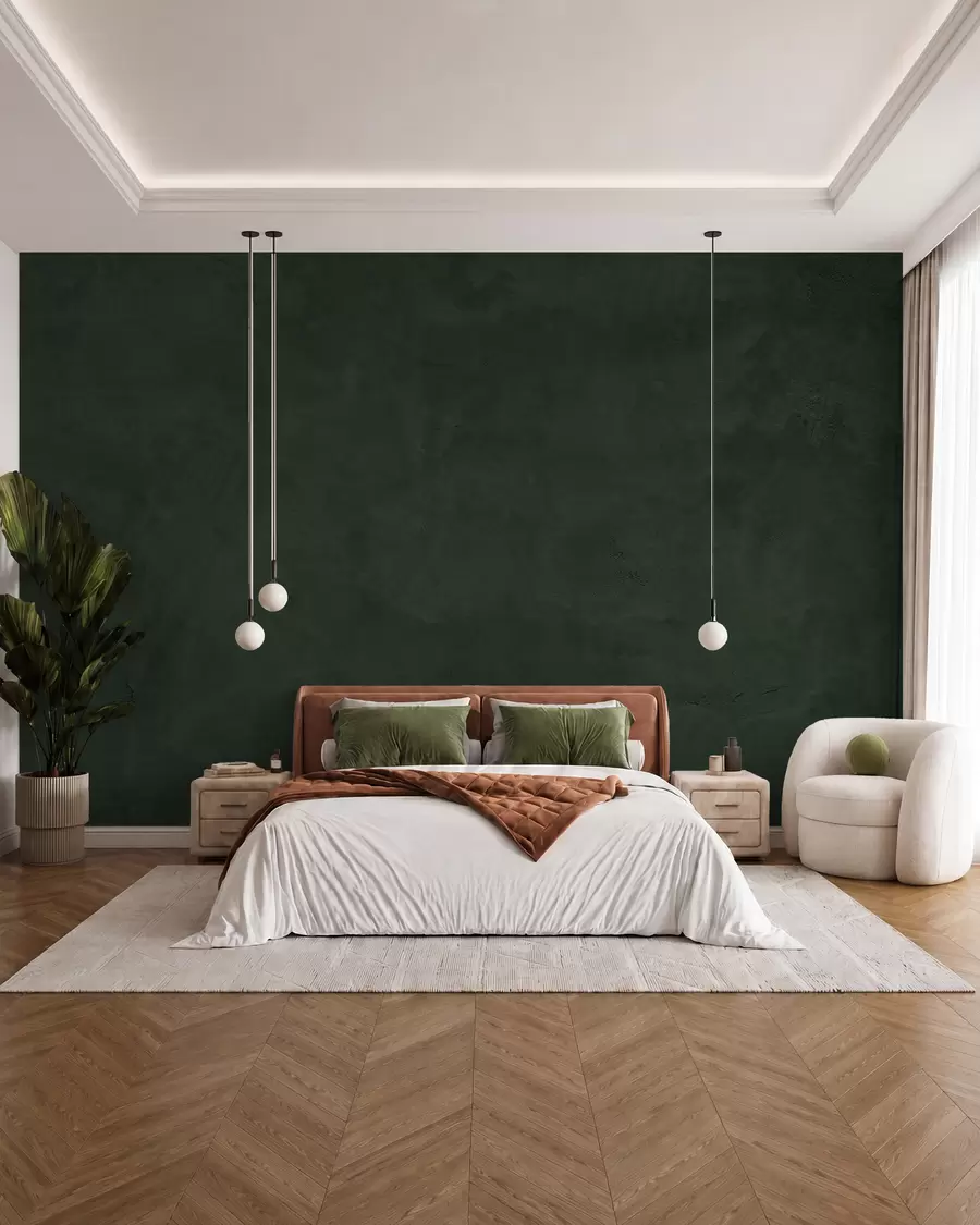 murais de parede Fundo verde com efeito de parede de betão w02553v1