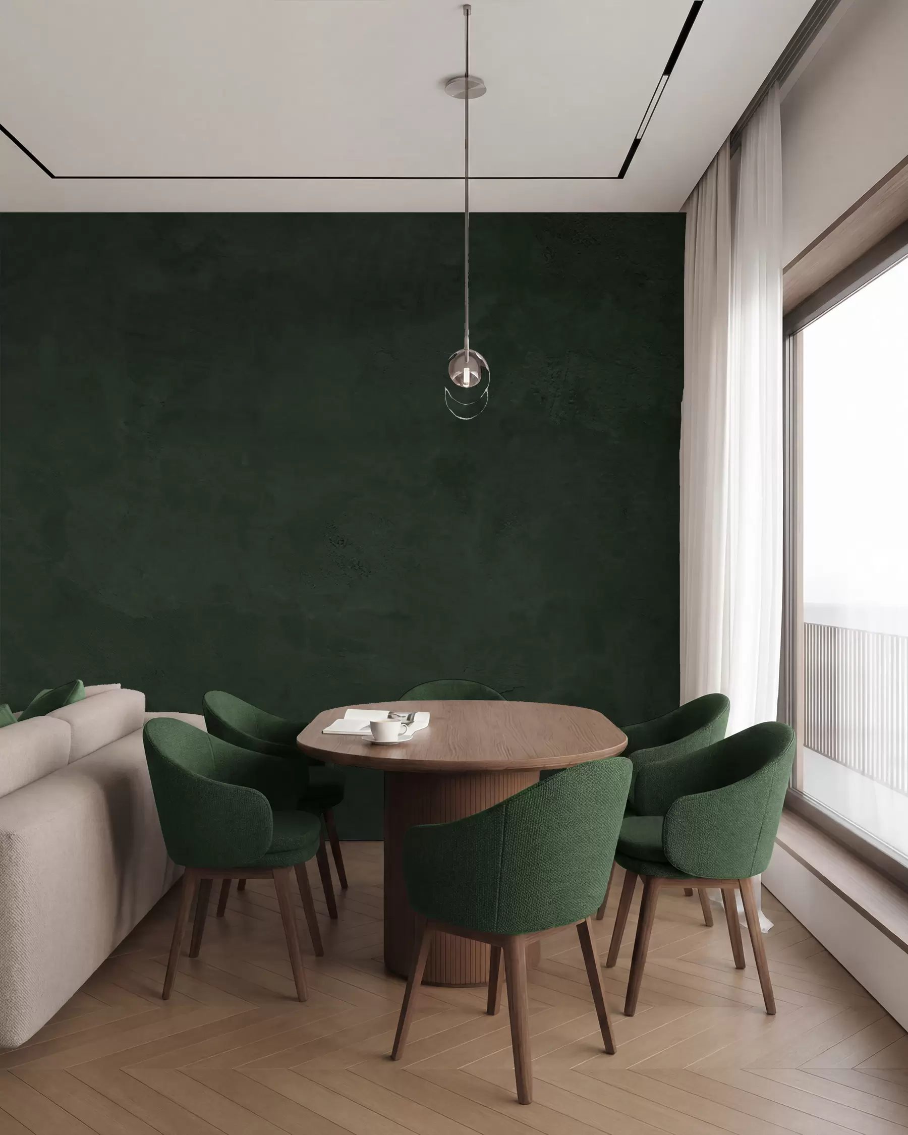 murais de parede Fundo verde com efeito de parede de betão w02553v1