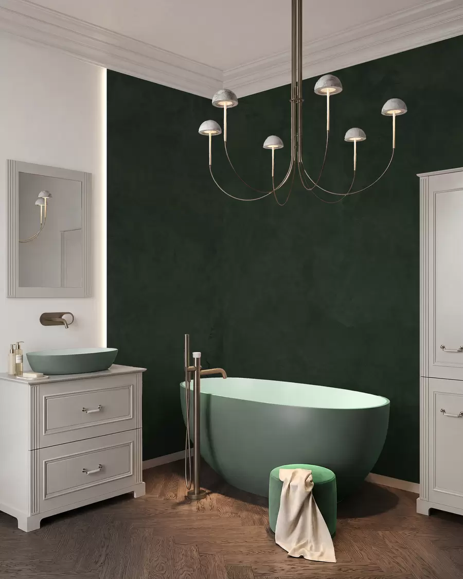 murais de parede Fundo verde com efeito de parede de betão w02553v1