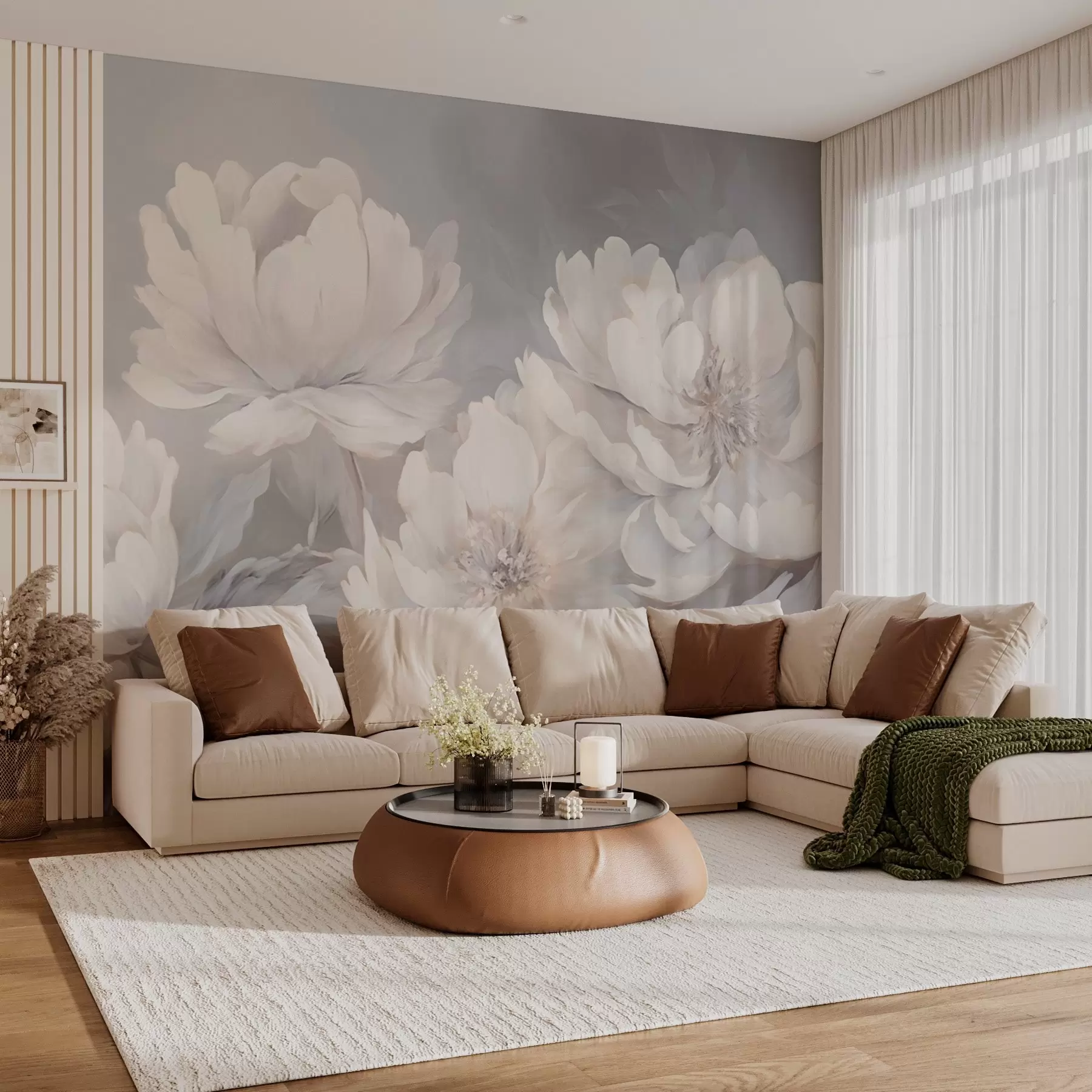 murais de parede Peónias grandes e claras w02572