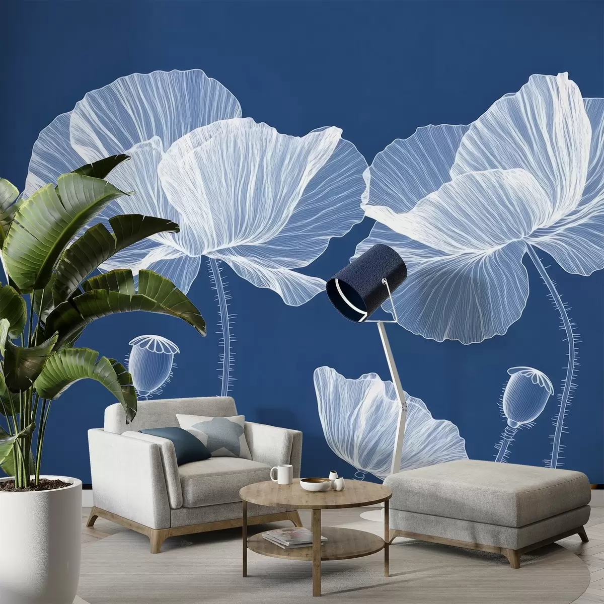 murais de parede Papoilas selvagens pintadas no jardim w02622