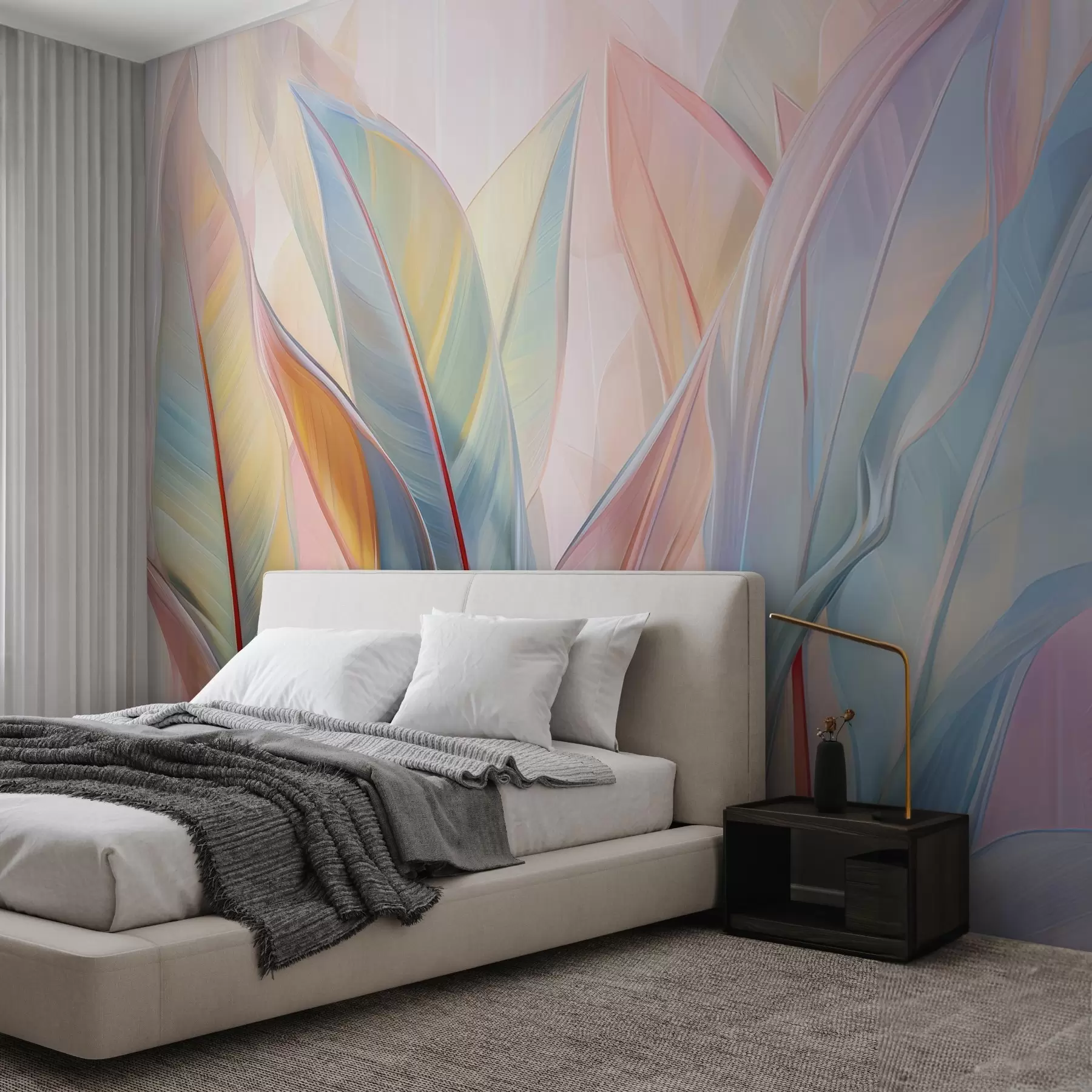 murais de parede Folhas estilizadas multicoloridas w02624