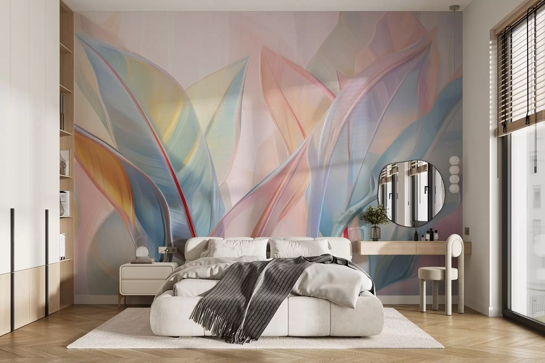 murais de parede Folhas estilizadas multicoloridas w02624