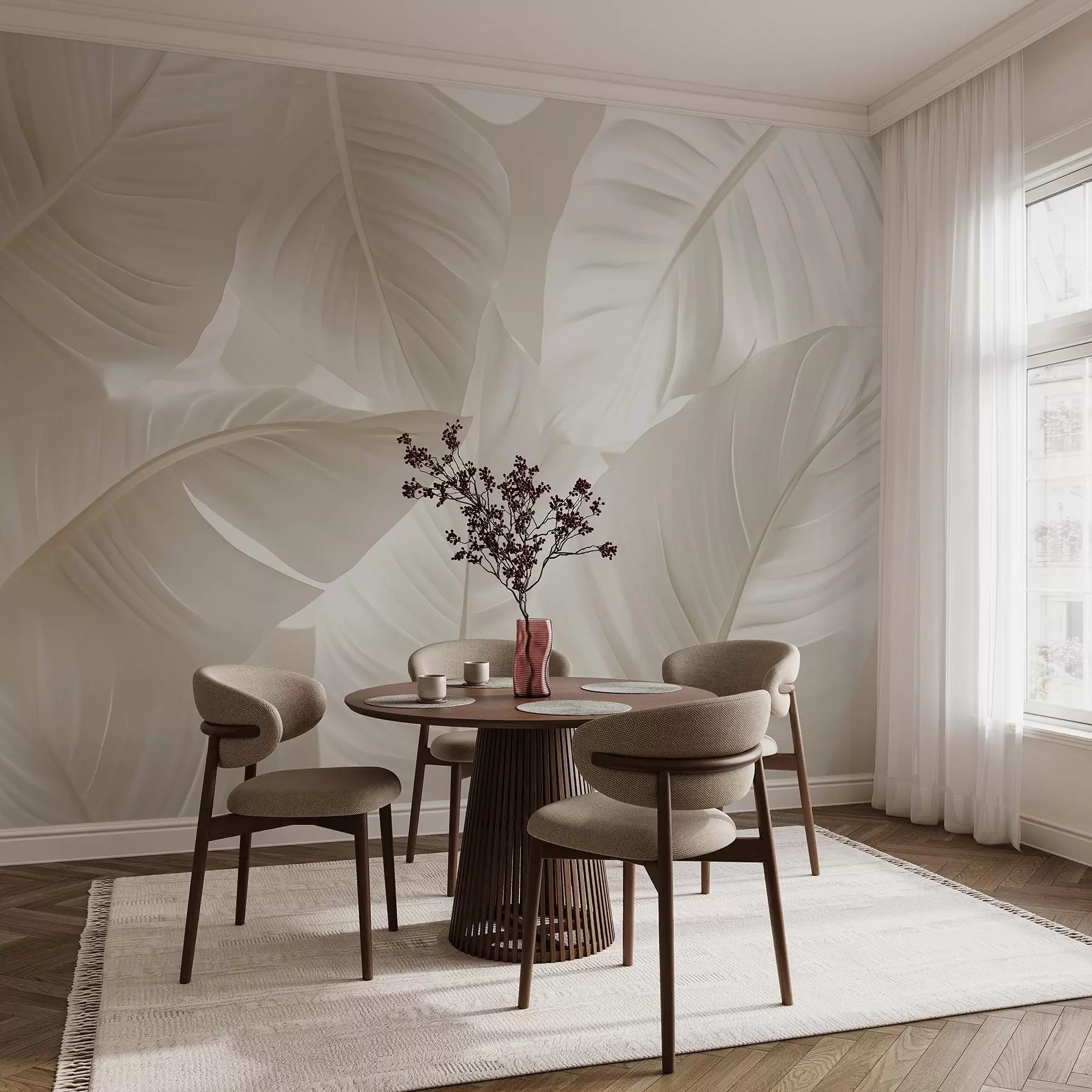 murais de parede Folhas grandes e delicadas w08565