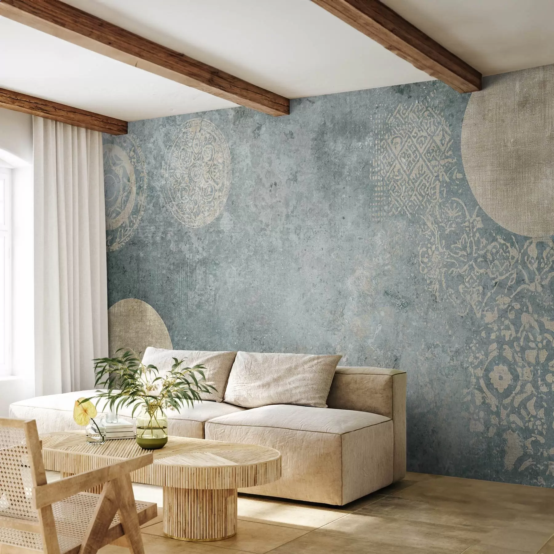 murais de parede Círculos amarelos sobre um fundo envelhecido w08627