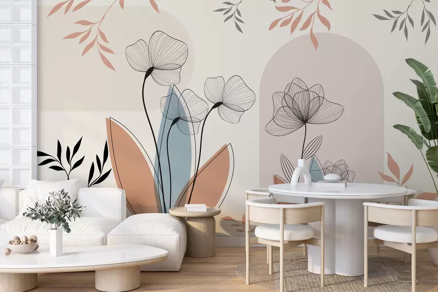 murais de parede Flores e ramos estilo Boho w02754