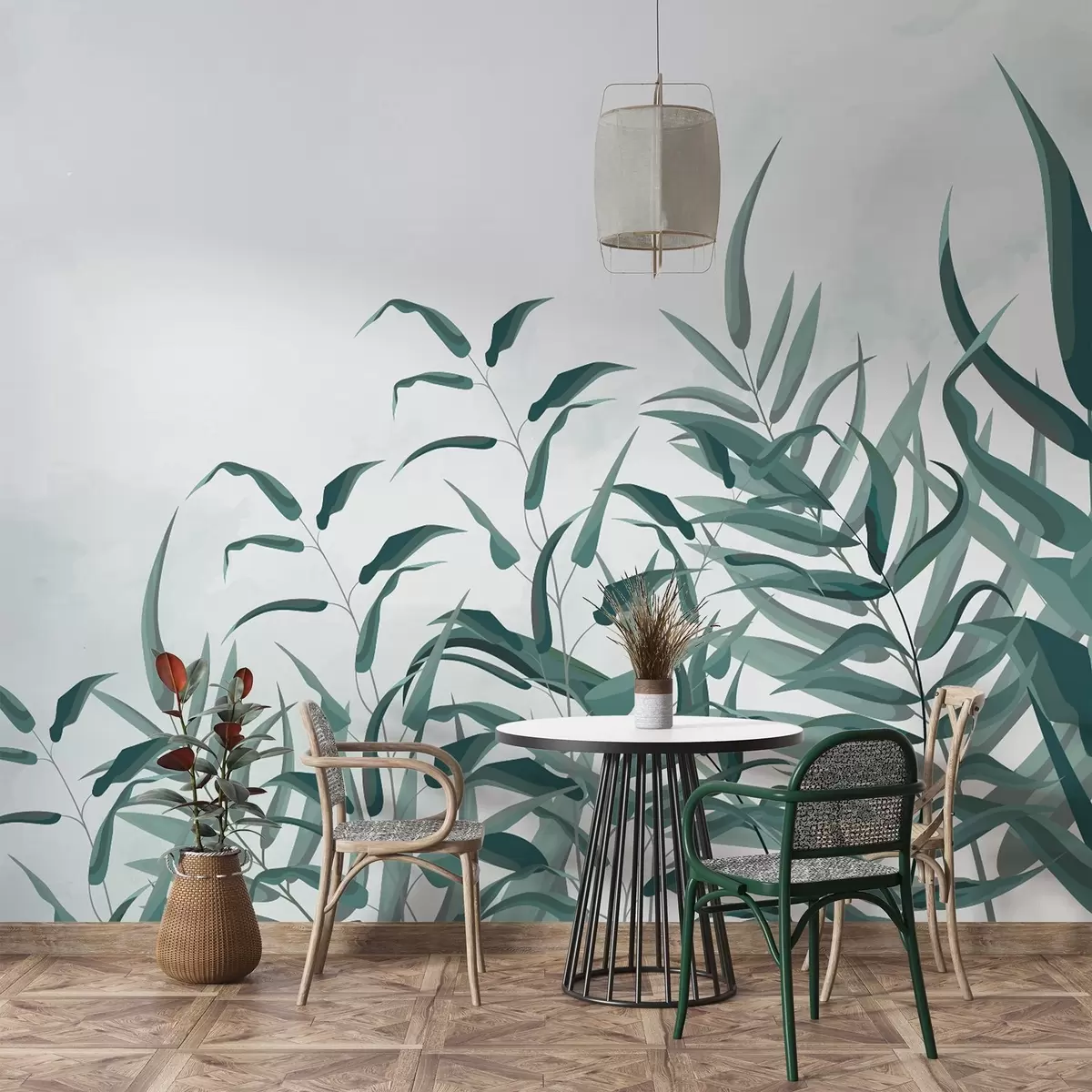 murais de parede folhas verdes grandes w02806v1