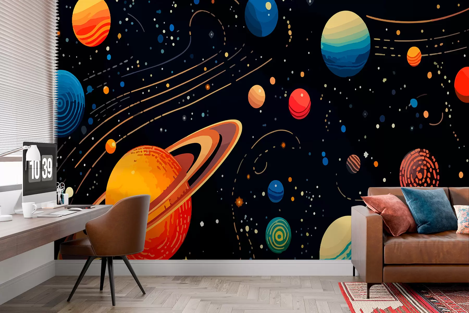 murais de parede Sistema espacial de planetas w02816