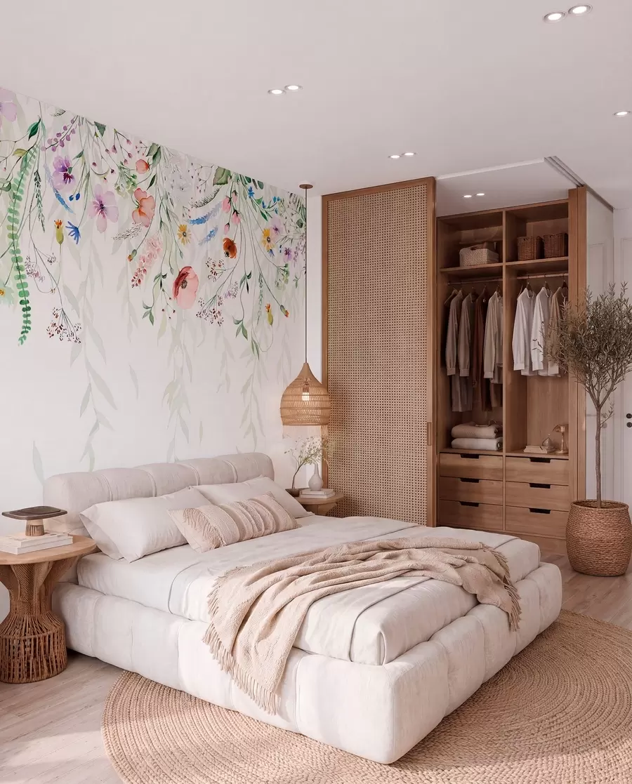 murais de parede Fitas de flores em aguarela w08646