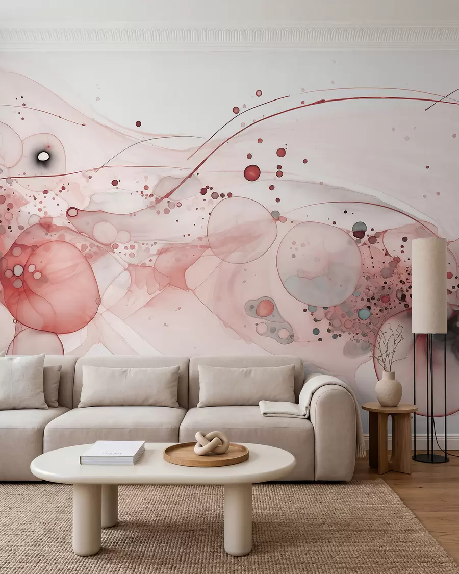 murais de parede Tinta rosa e órbitas de cobre w02744v1