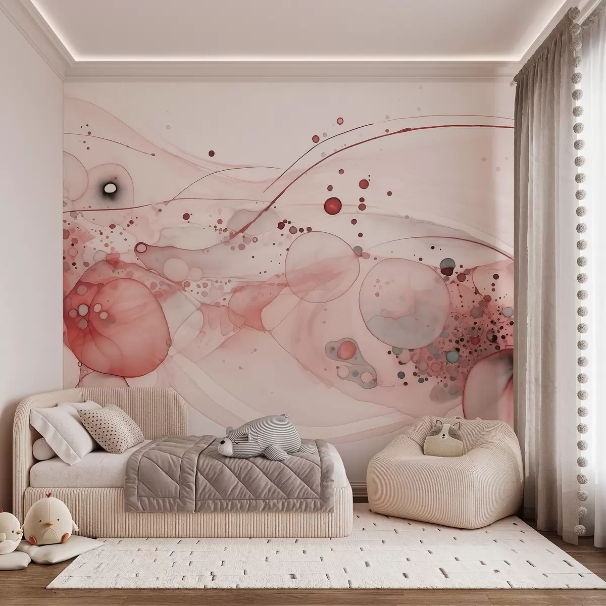 murais de parede Tinta rosa e órbitas de cobre w02744v1