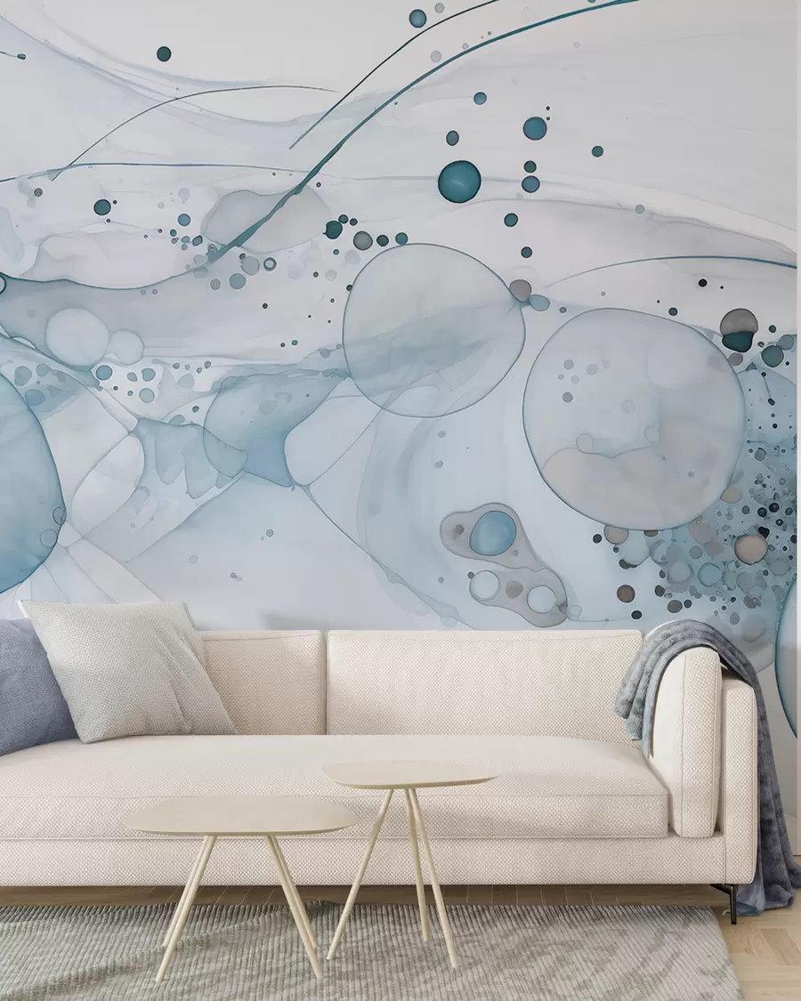 murais de parede Tinta azul e órbitas prata w02744v2