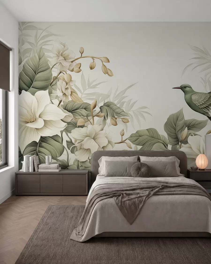 murais de parede Paisagem tropical com flores w02844