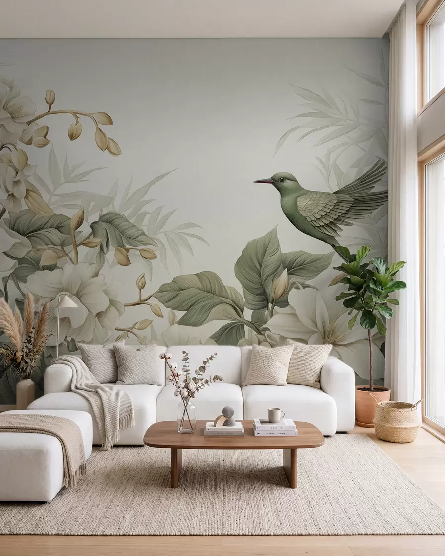 murais de parede Paisagem tropical com flores w02844