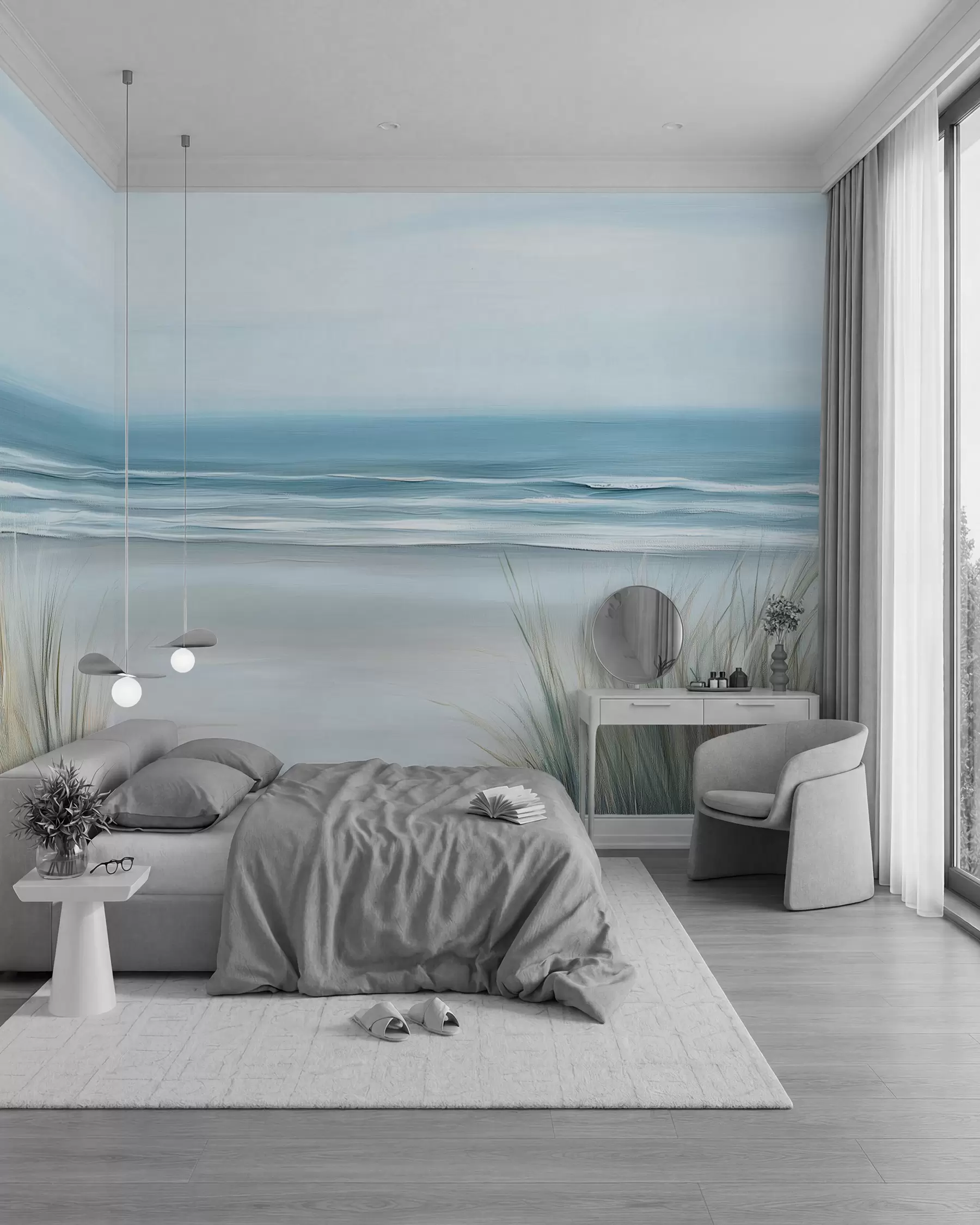 murais de parede Paisagem com uma praia selvagem ao estilo de uma pintura a óleo w02869